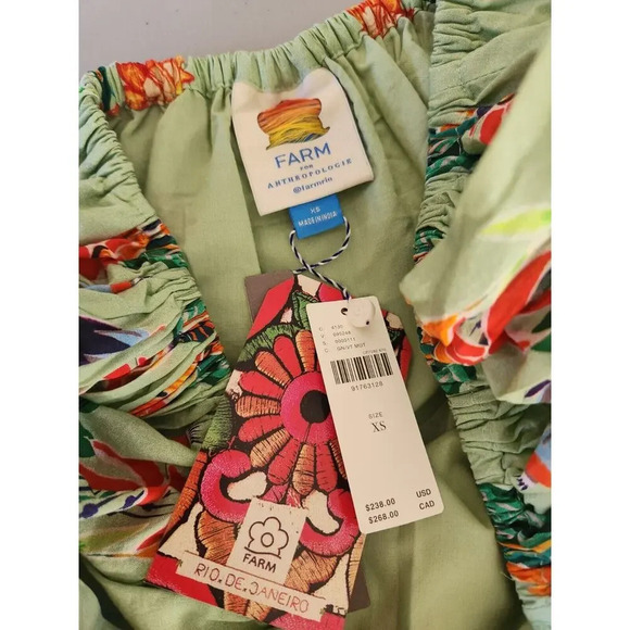 NWT Farm Rio Anthropologie Off-The-Shoulder Tiered Floral Midi Dress XS #9G423 - Picture 8 of 11